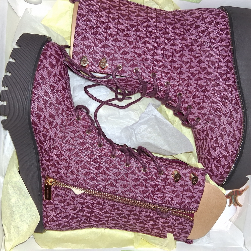 Michael Kors Women's Burgundy Lace-Up Boots